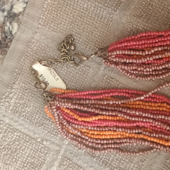 Warm Tone Beaded Necklace Multi Strand.Nwt - Picture 2 of 13